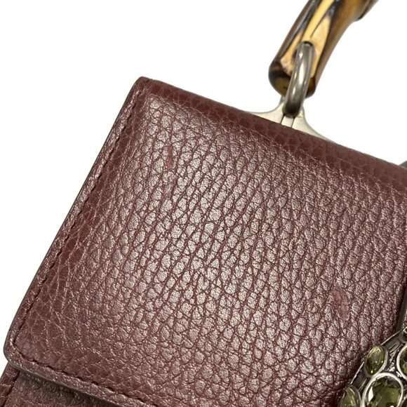 Auth GUCCI Dionysus/Bamboo 523367 Bordeaux Leather Handbag - Picture 12 of 15